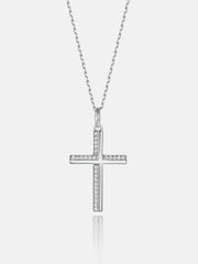 Solid Gold Semi Diamond Cross Pendant