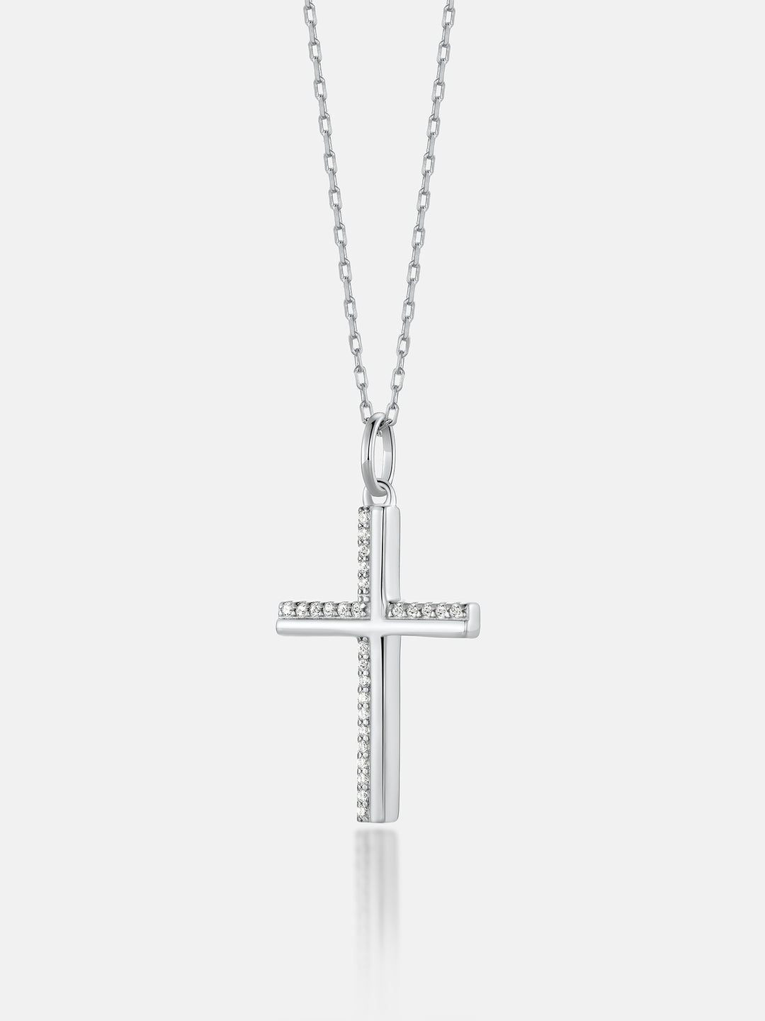 Solid Gold Semi Diamond Cross Pendant