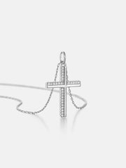 Solid Gold Semi Diamond Cross Pendant