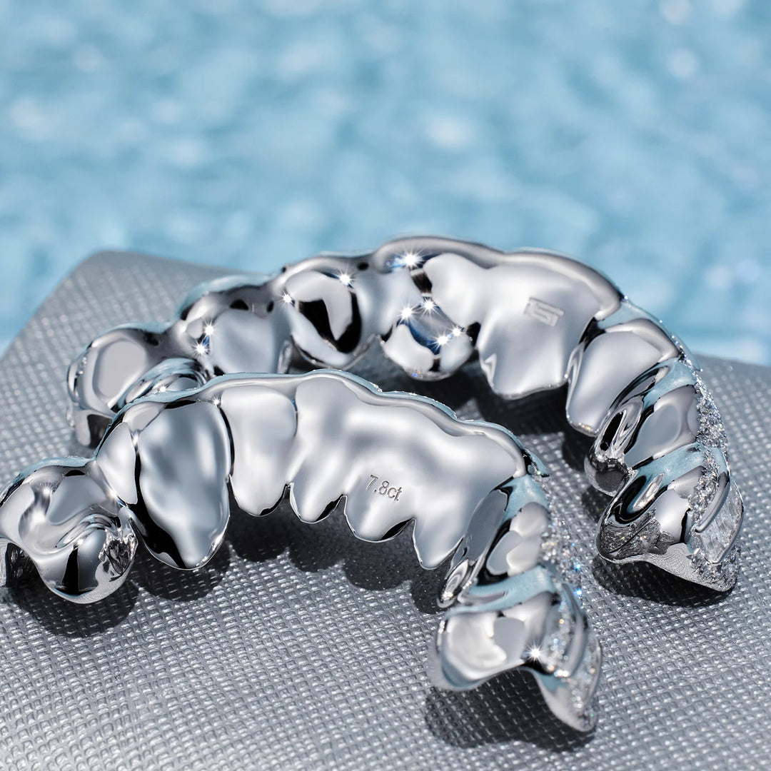 Pave Setting Hybrid Moissanite Diamond Grillz