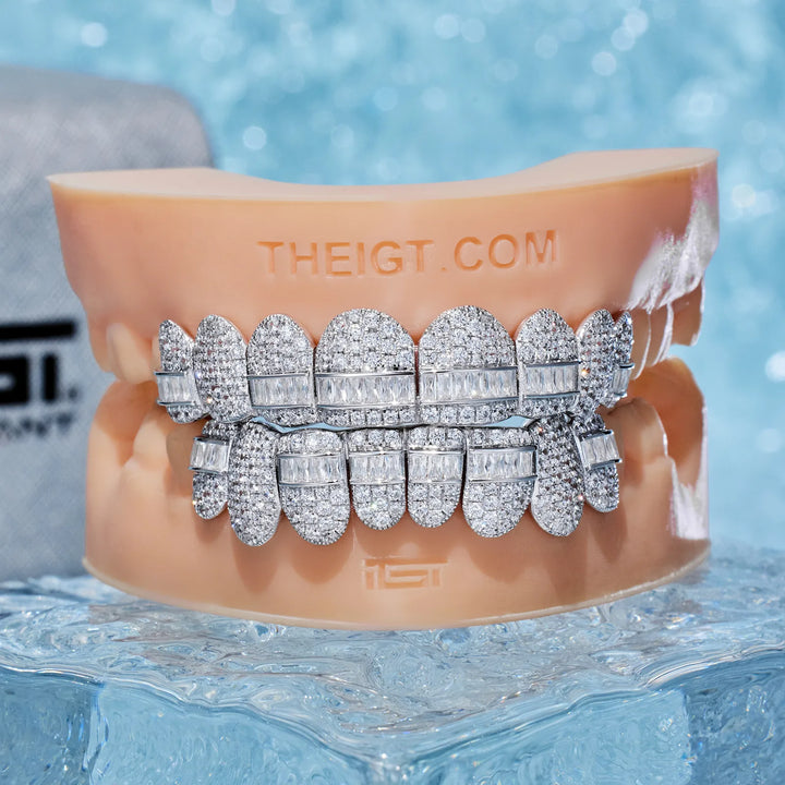 Pave Setting Hybrid Moissanite Diamond Grillz