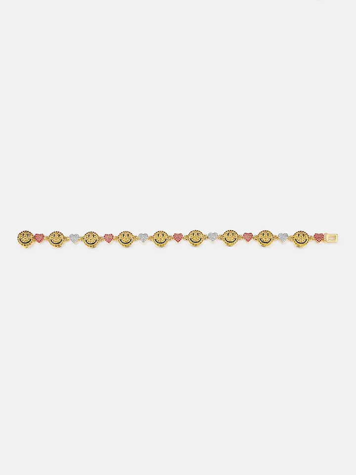 10mm Multi Gem White Moissanite Smile & Heart Chain Or Bracelet
