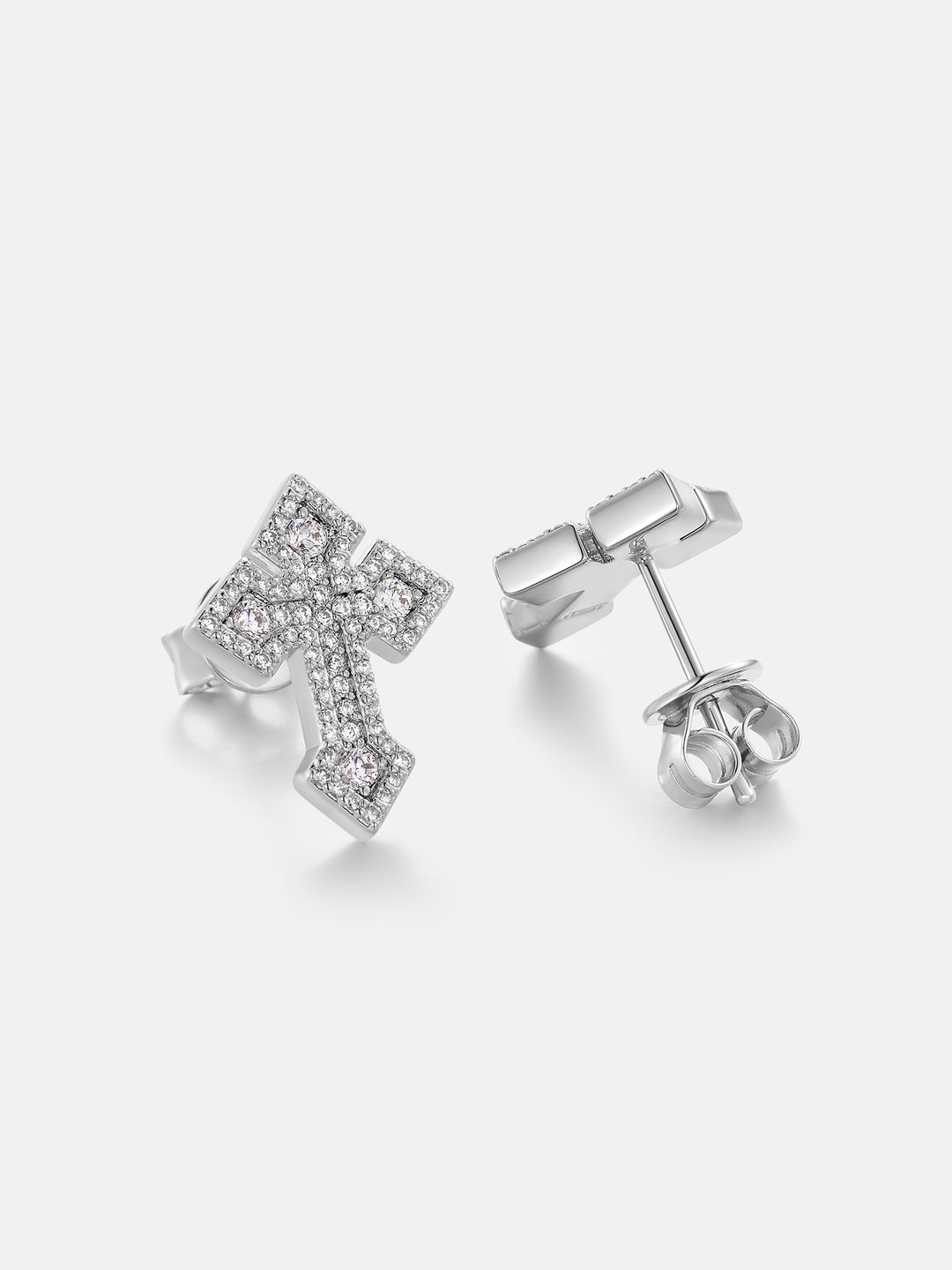 Moissanite Crucifix Cluster Stud Earrings