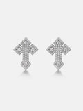 Moissanite Crucifix Cluster Stud Earrings