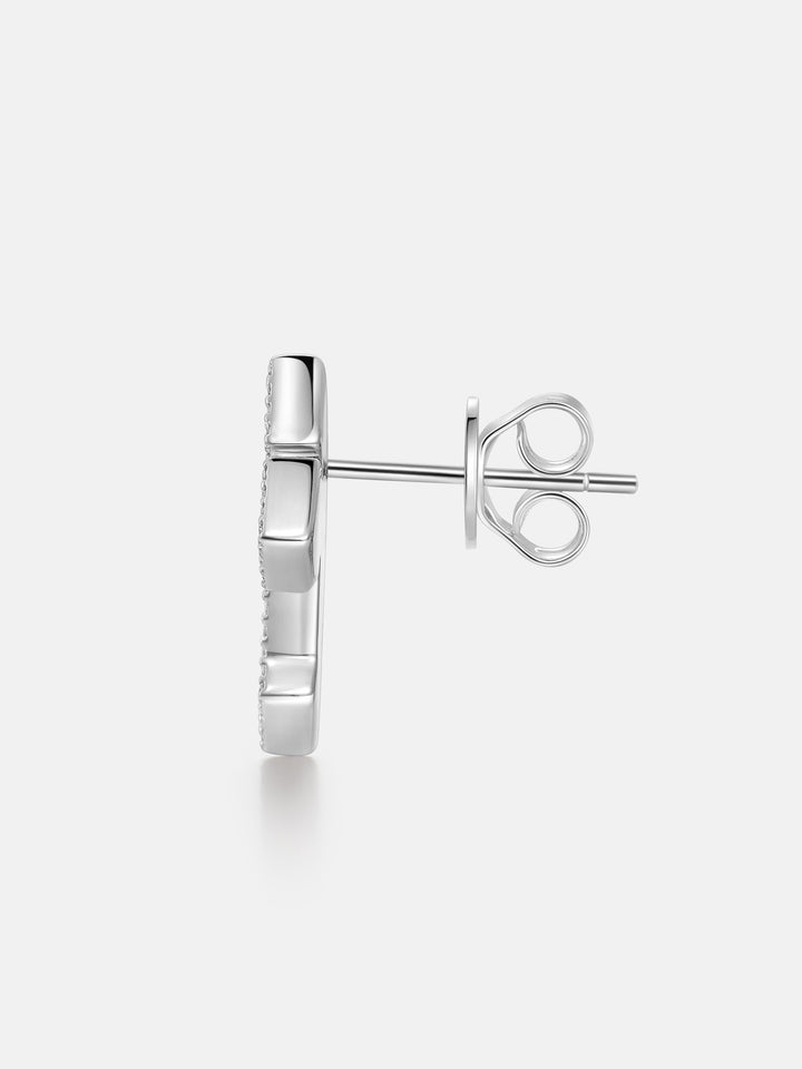 Moissanite Crucifix Cluster Stud Earrings