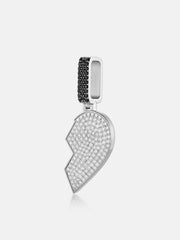 White & Black Moissanite Broken Heart Pendant