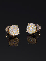 Pack White / Yellow Gold Cluster Round Earrings