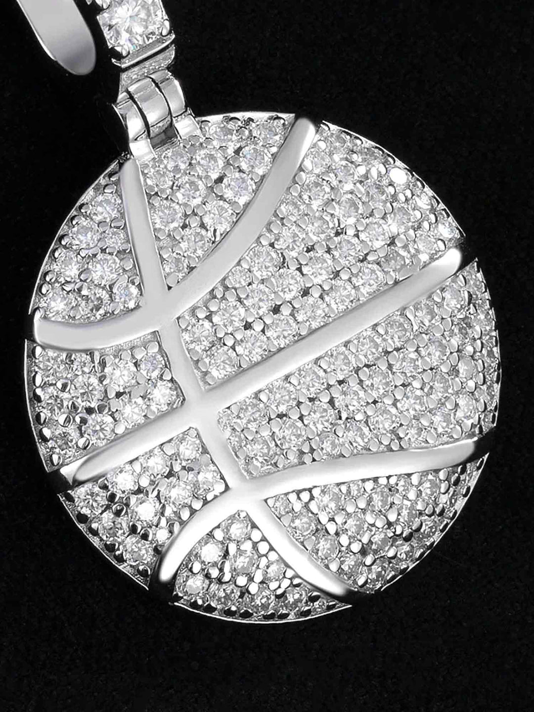 925 Sterling Silver Moissanite Basketball Pendant 1.2ct