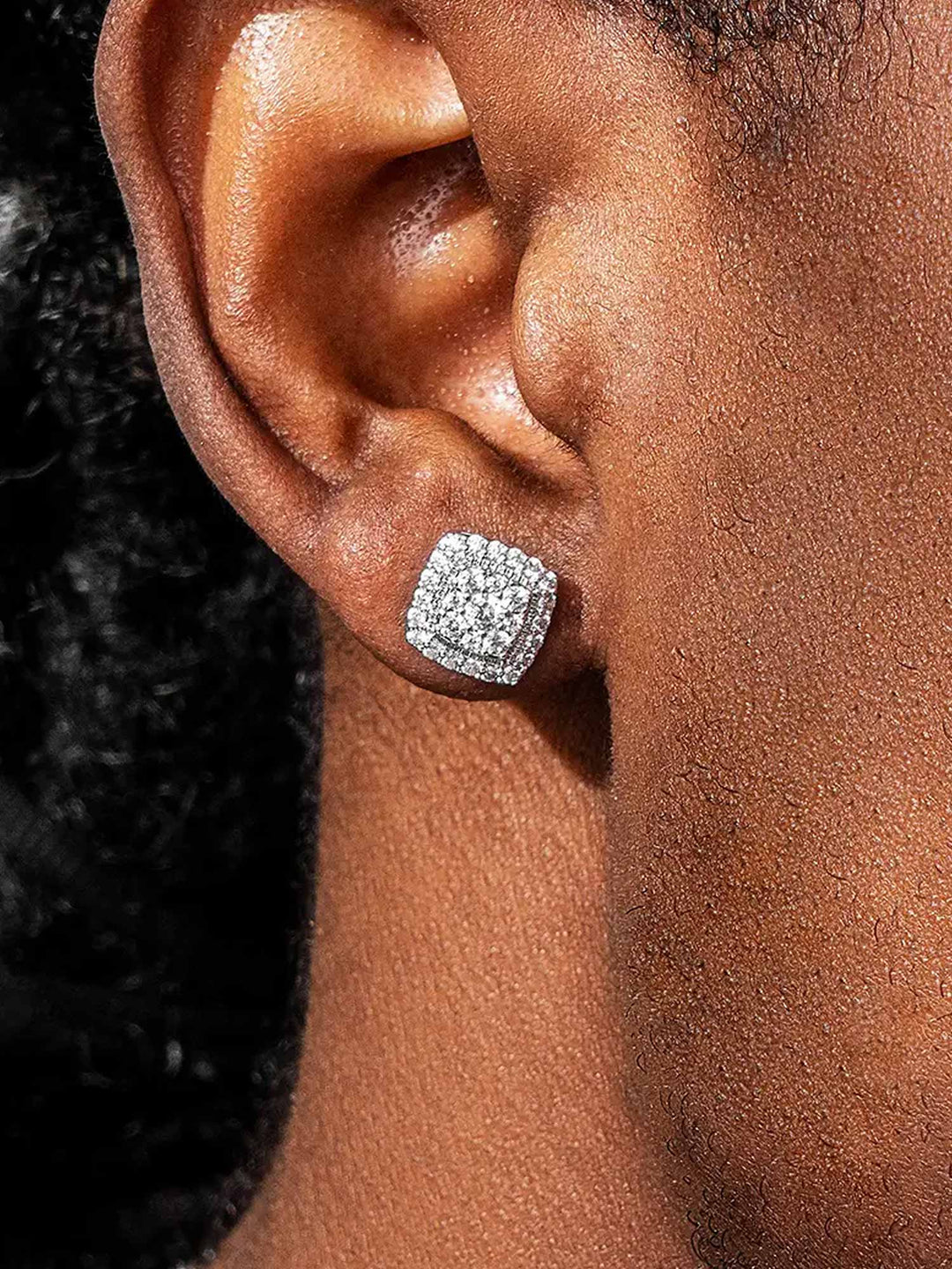 Moissanite Square Cluster Stud Earrings