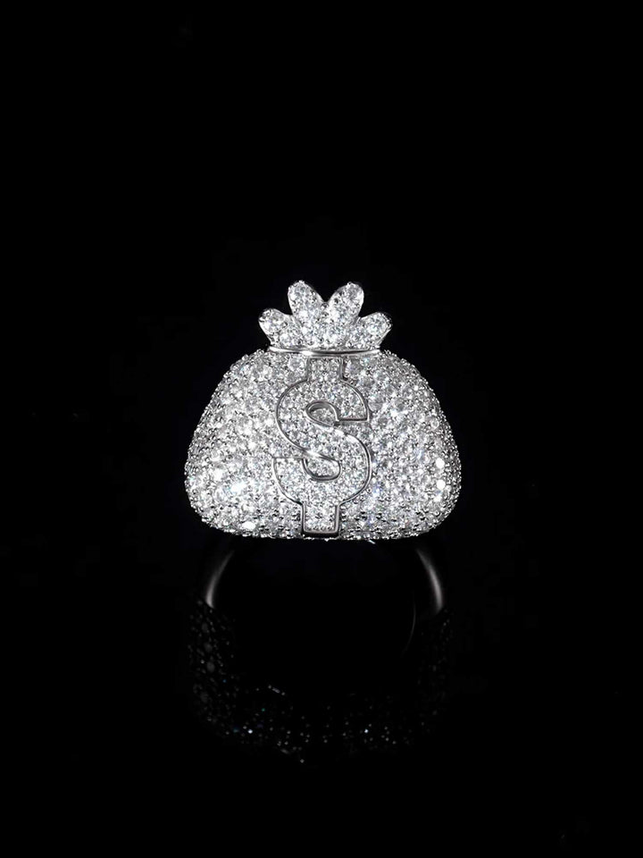 Moissanite Iced Money Bag Ring
