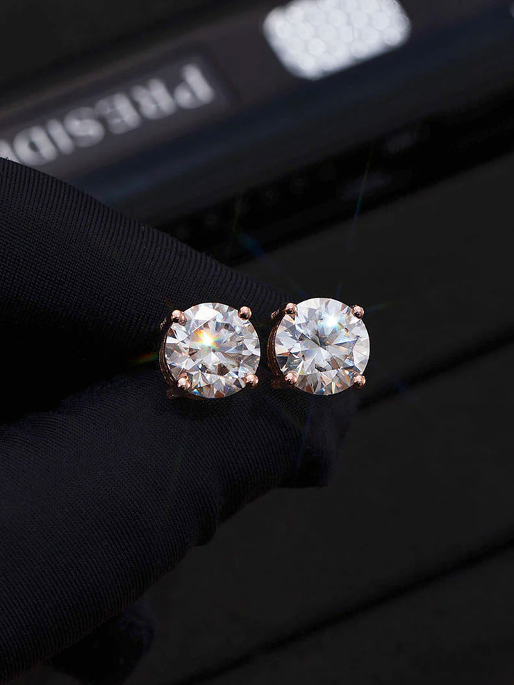 Halo Moissanite Stud Earrings-3CT Each