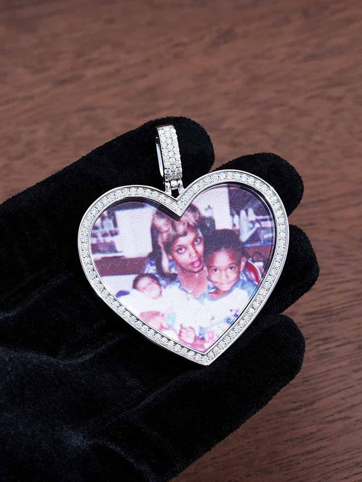925 Sterling Silver Custom Heart Shaped Picture Pendant
