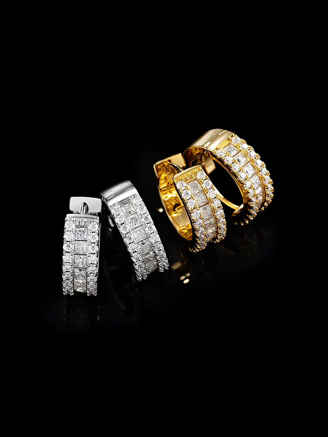 Moissanite Princess Cut Hoop Earrings