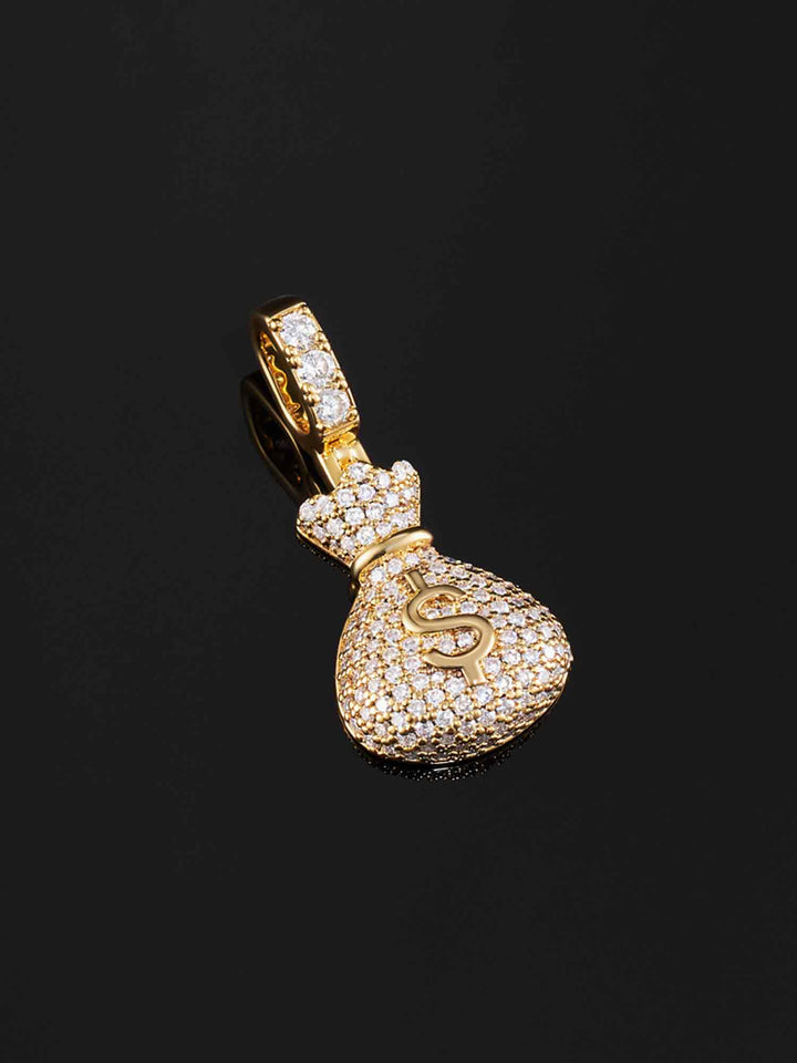 Solid Gold Diamond Money Bag Pendant - deposit