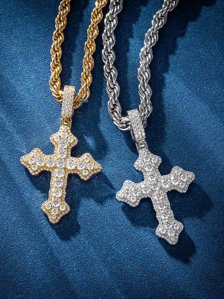Iced Gothic Cross Pendant