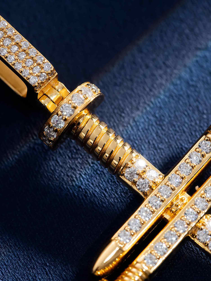 Moissanite Nail Cross Pendant