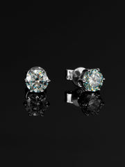 Certified Blue Moissanite Stud Earrings