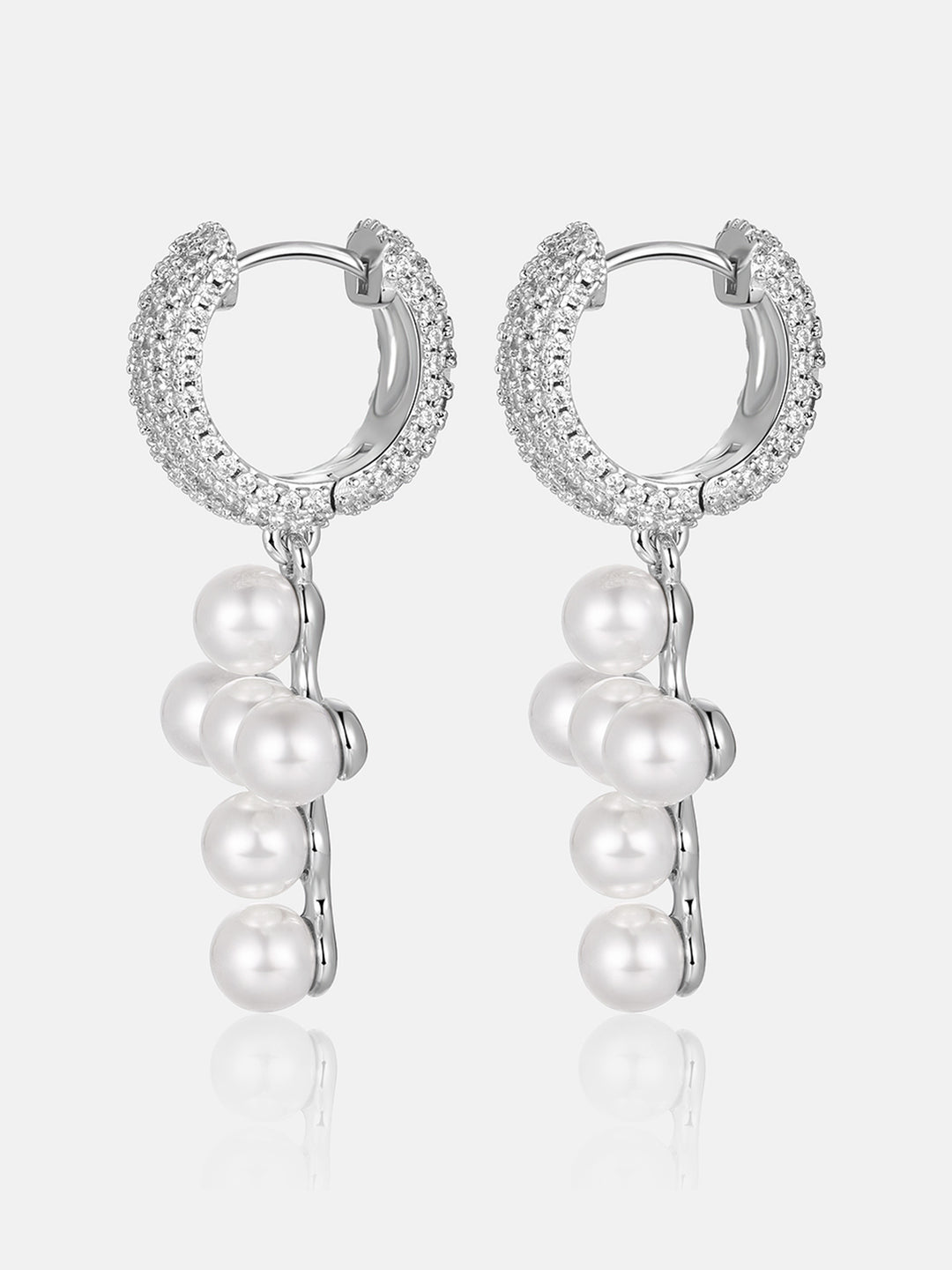 Moissanite Pearl Cross Hoop Earrings