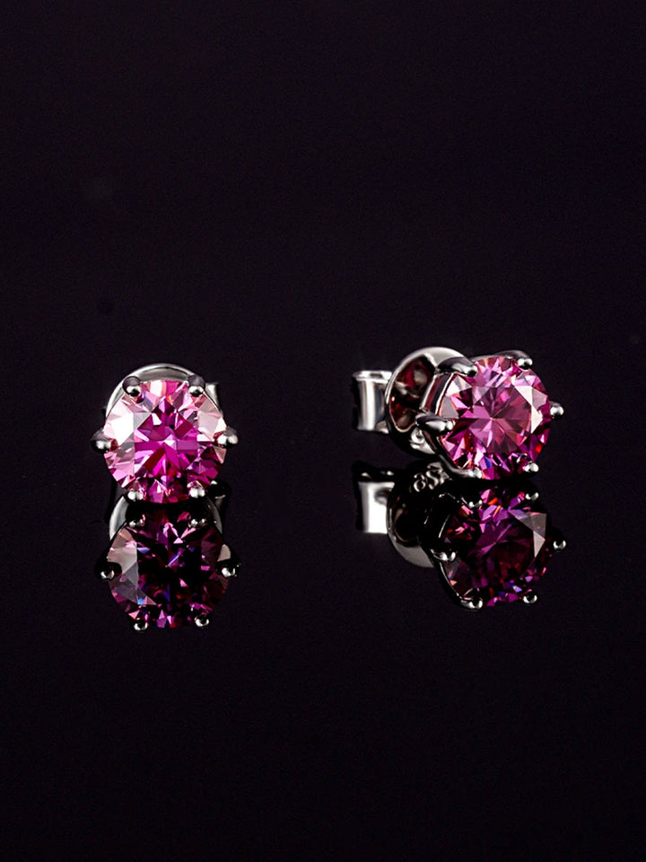 Certified Pink Moissanite Stud Earrings-2.00CT Total