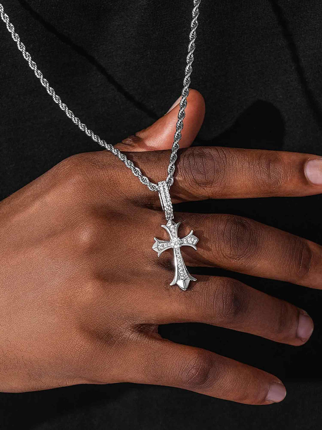 S925 Moissanite Catholic Cross Pendant