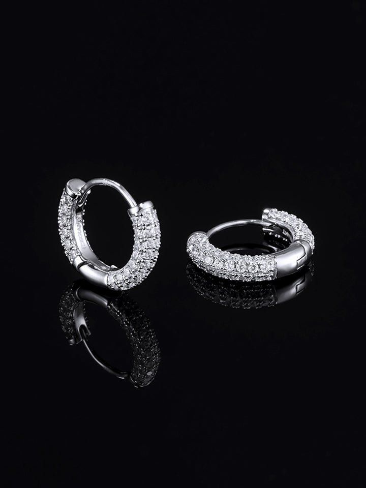 925 Sterling Silver Moissanite Hoop Earrings