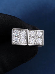 S925 Round Cut Moissanite Square Earrings