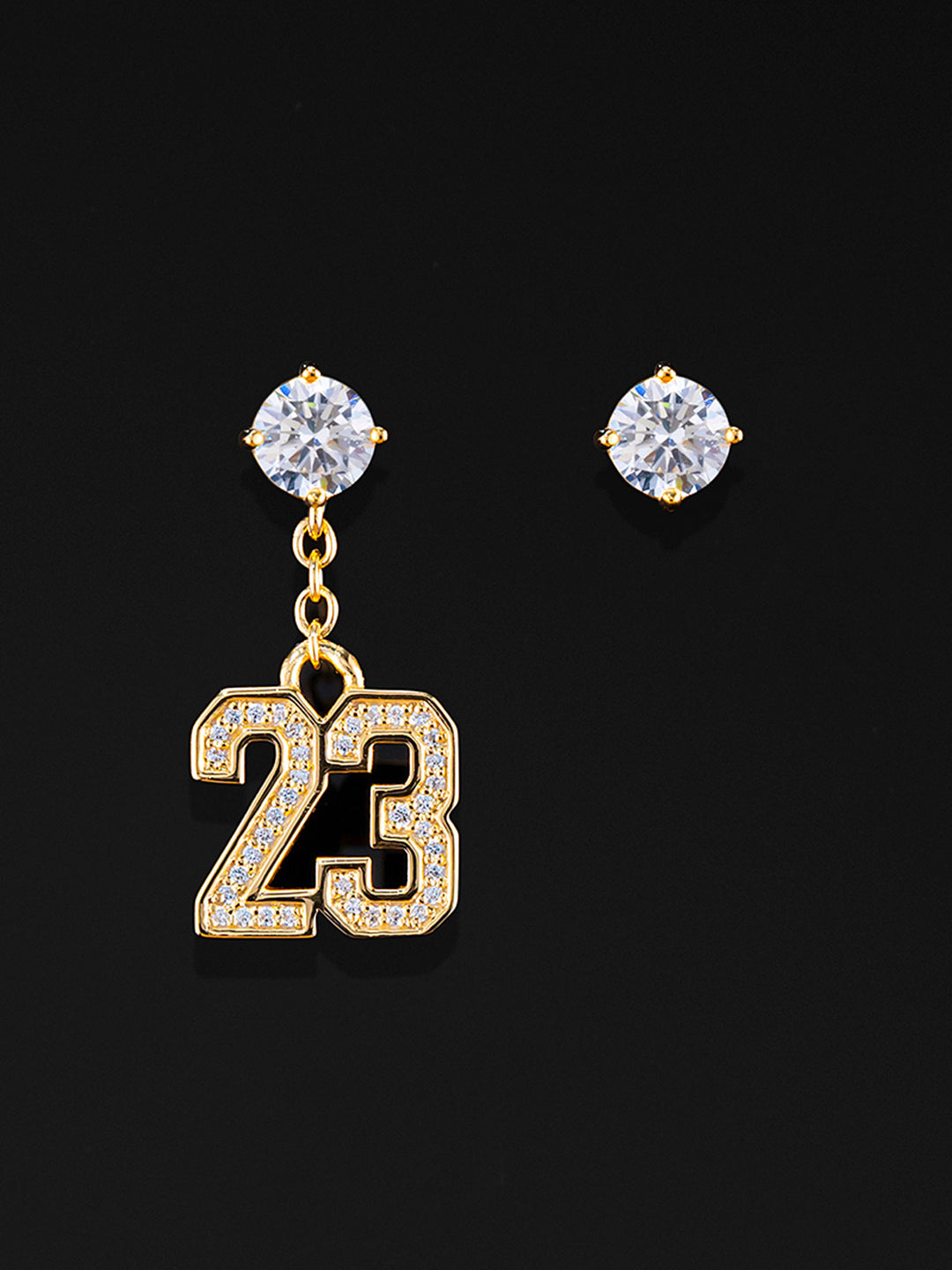 925 Sterling Silver Number Stud Dangle Asymmetric Earrings