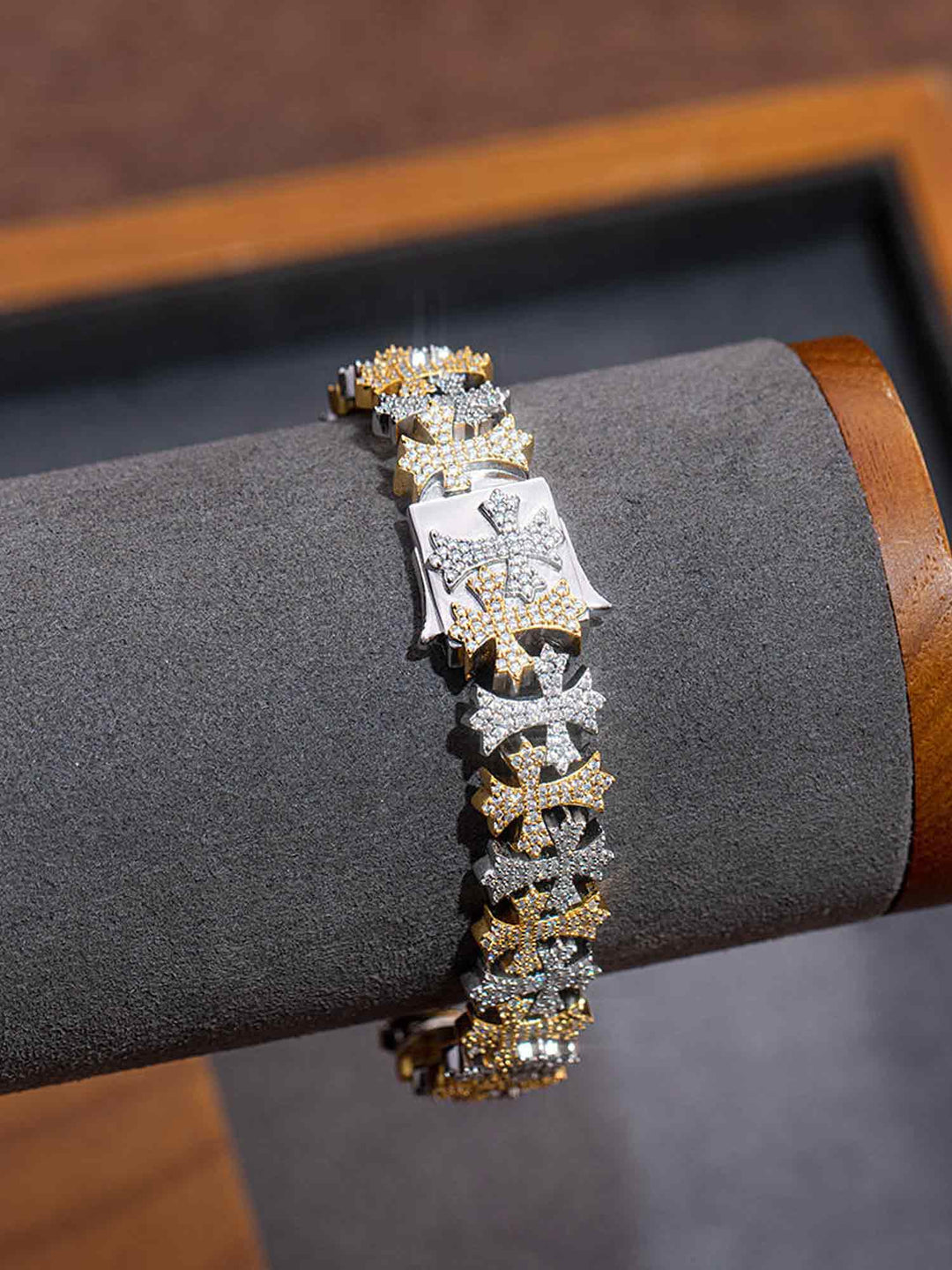Made to Order 12mm Moissanite Fleuree Cross Bracelet