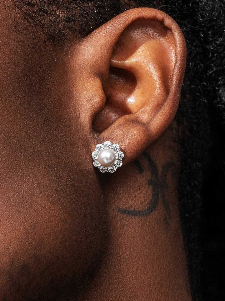 S925 Moissanite Pearl Stud Earrings