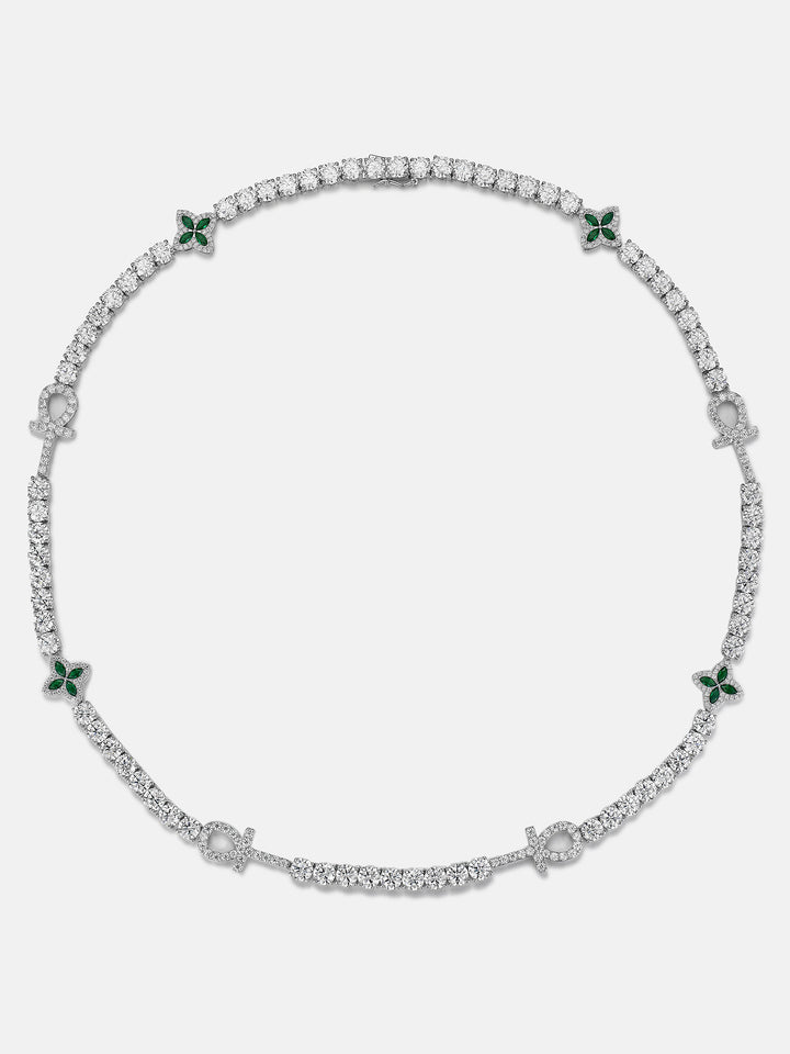 6mm Ankh & Green Clover Moissanite Tennis Chain