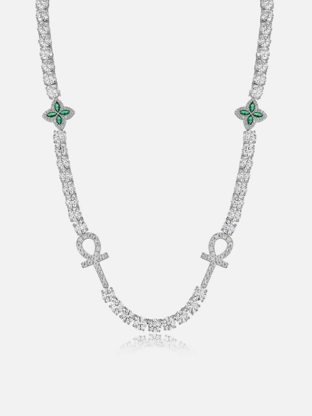 6mm Ankh & Green Clover Moissanite Tennis Chain