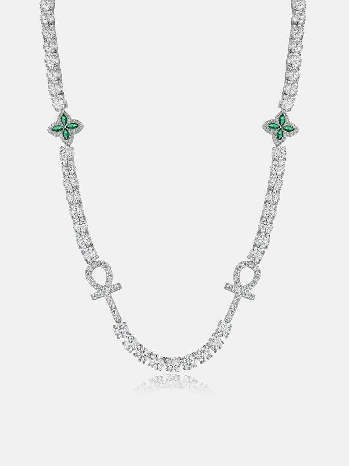 6mm Ankh & Green Clover Moissanite Tennis Chain