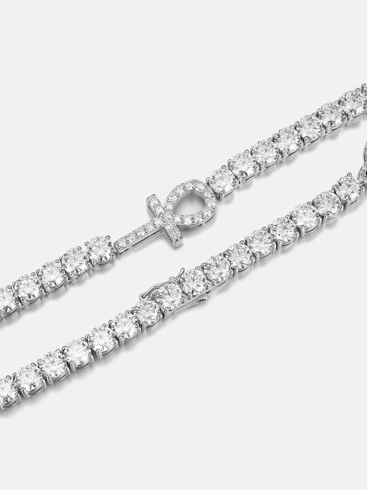 6mm Ankh & Green Clover Moissanite Tennis Chain