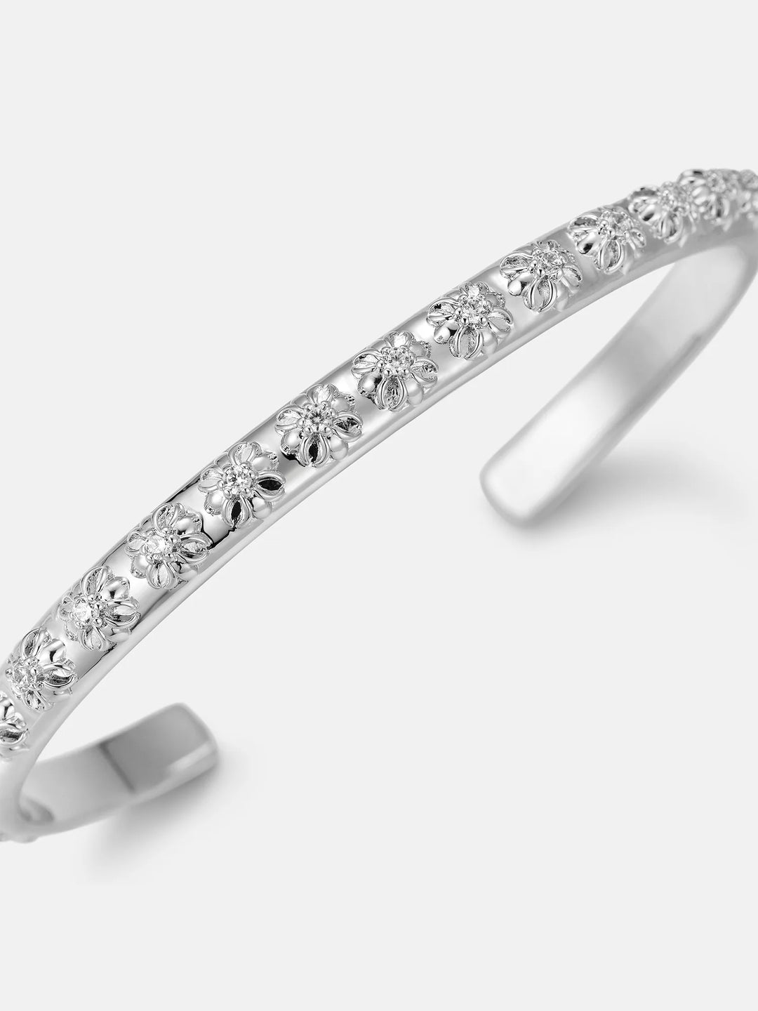 6mm Moissanite Catholic Cross Bangle Bracelet