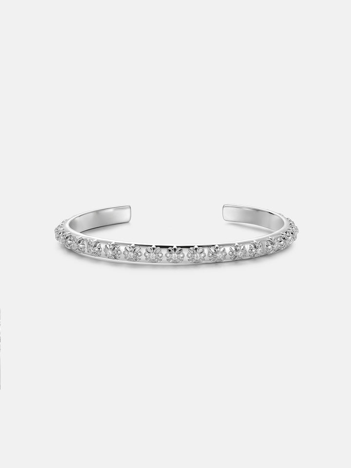 6mm Moissanite Catholic Cross Bangle Bracelet