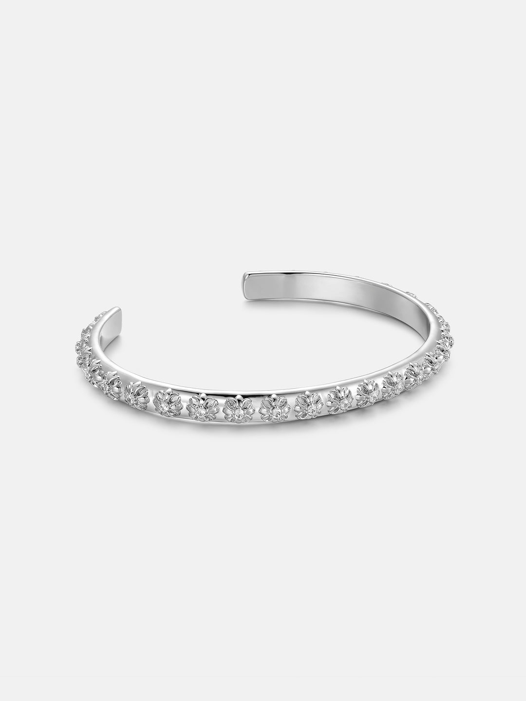 6mm Moissanite Catholic Cross Bangle Bracelet