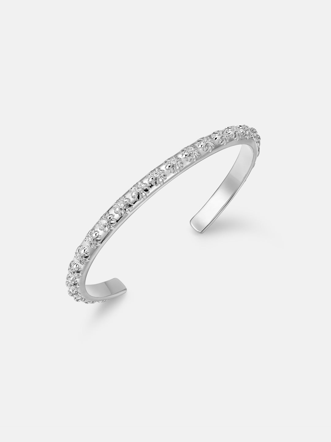 6mm Moissanite Catholic Cross Bangle Bracelet