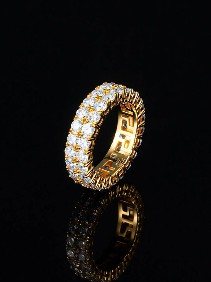S925 6mm Moissanite Two Row Iced Ring