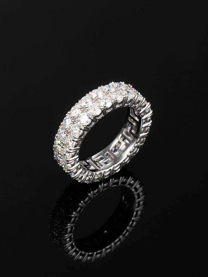 S925 6mm Moissanite Two Row Iced Ring
