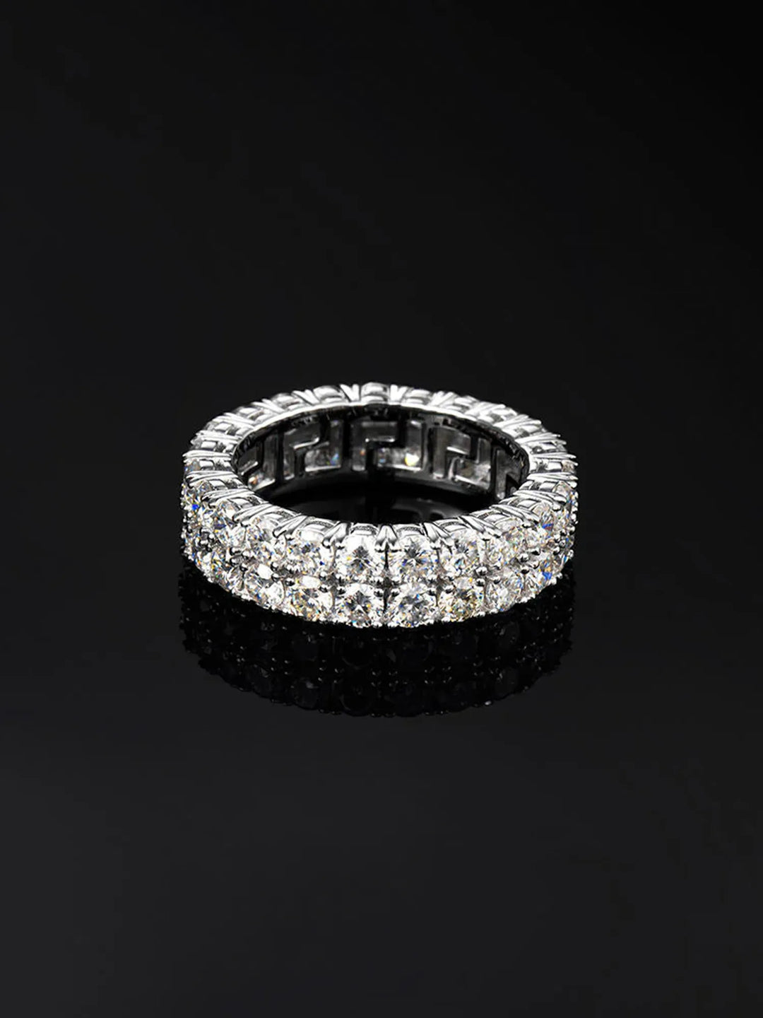 S925 6mm Moissanite Two Row Iced Ring