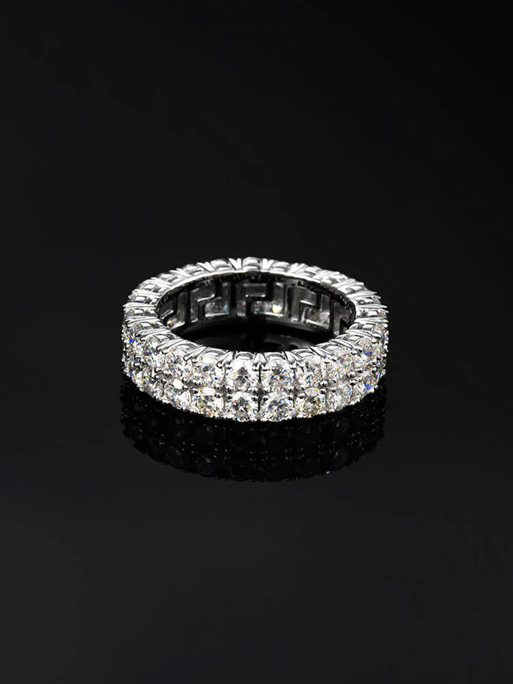 S925 6mm Moissanite Two Row Iced Ring