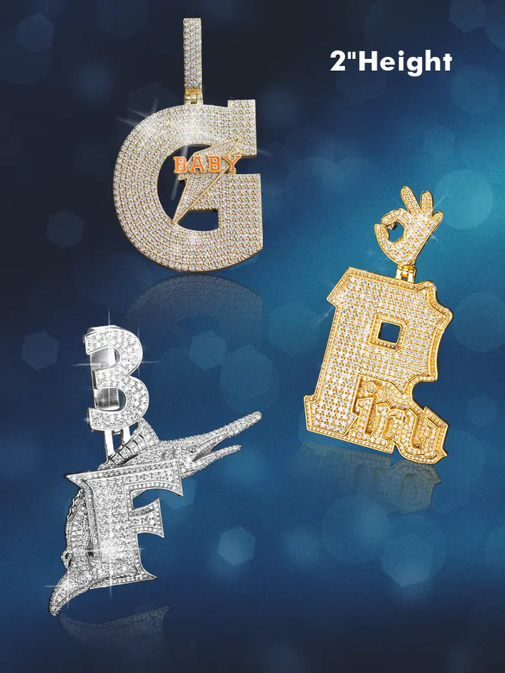 S925 Silver Custom Two-layer Initial letter Pendant