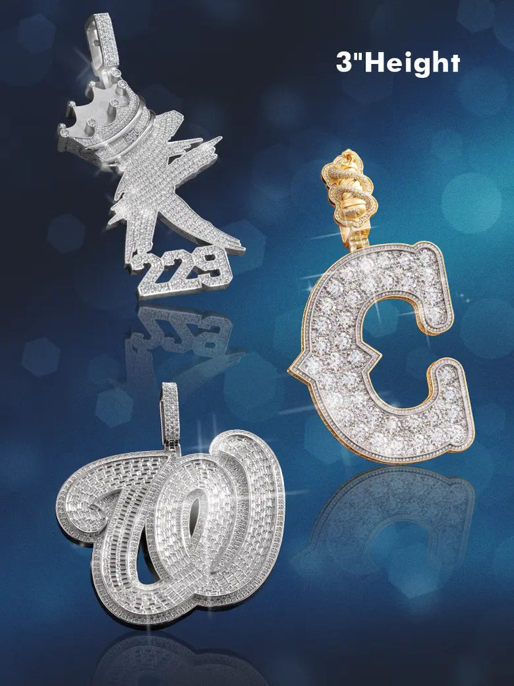S925 Silver Custom Two-layer Initial letter Pendant