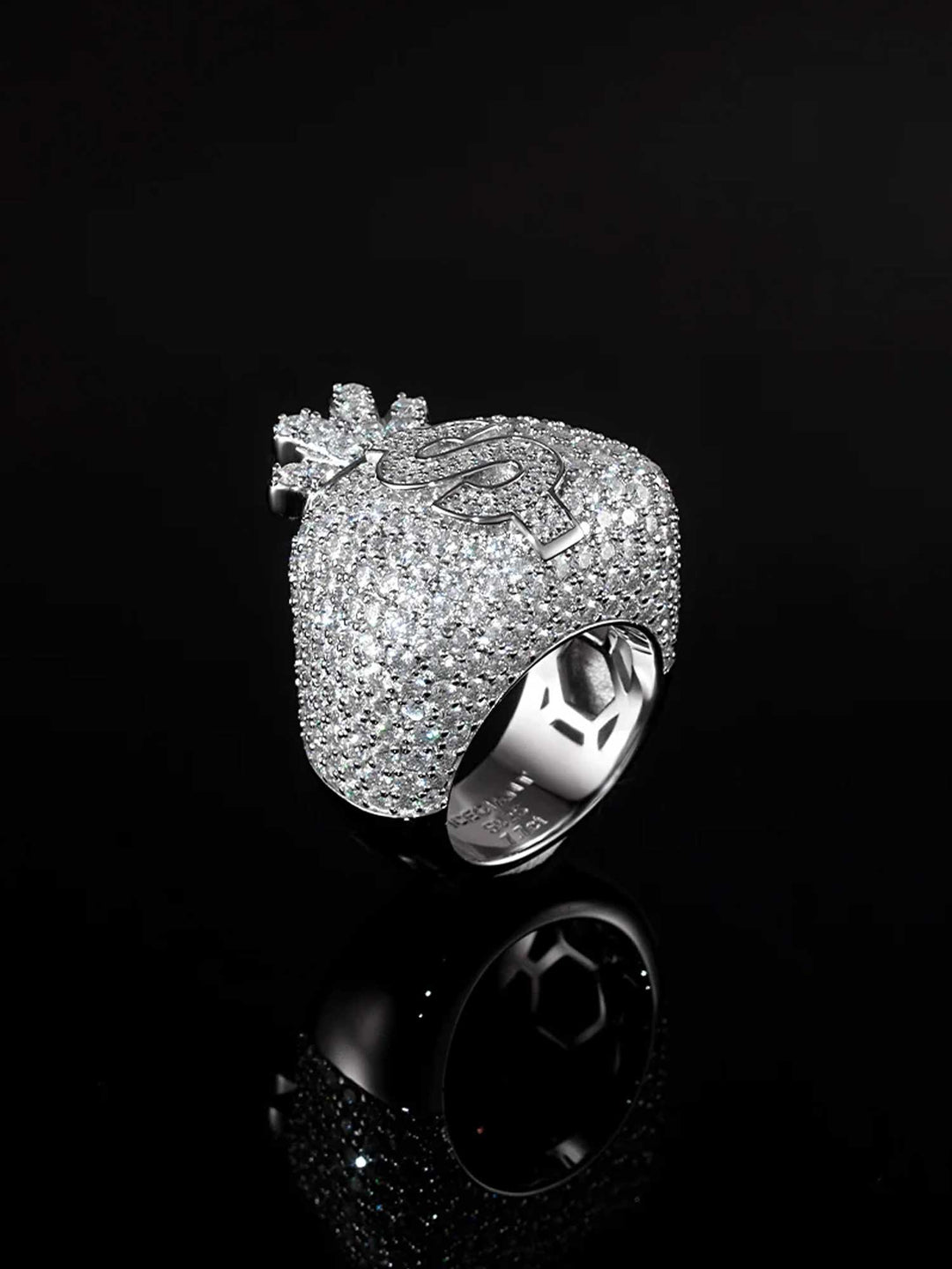 Moissanite Iced Money Bag Ring