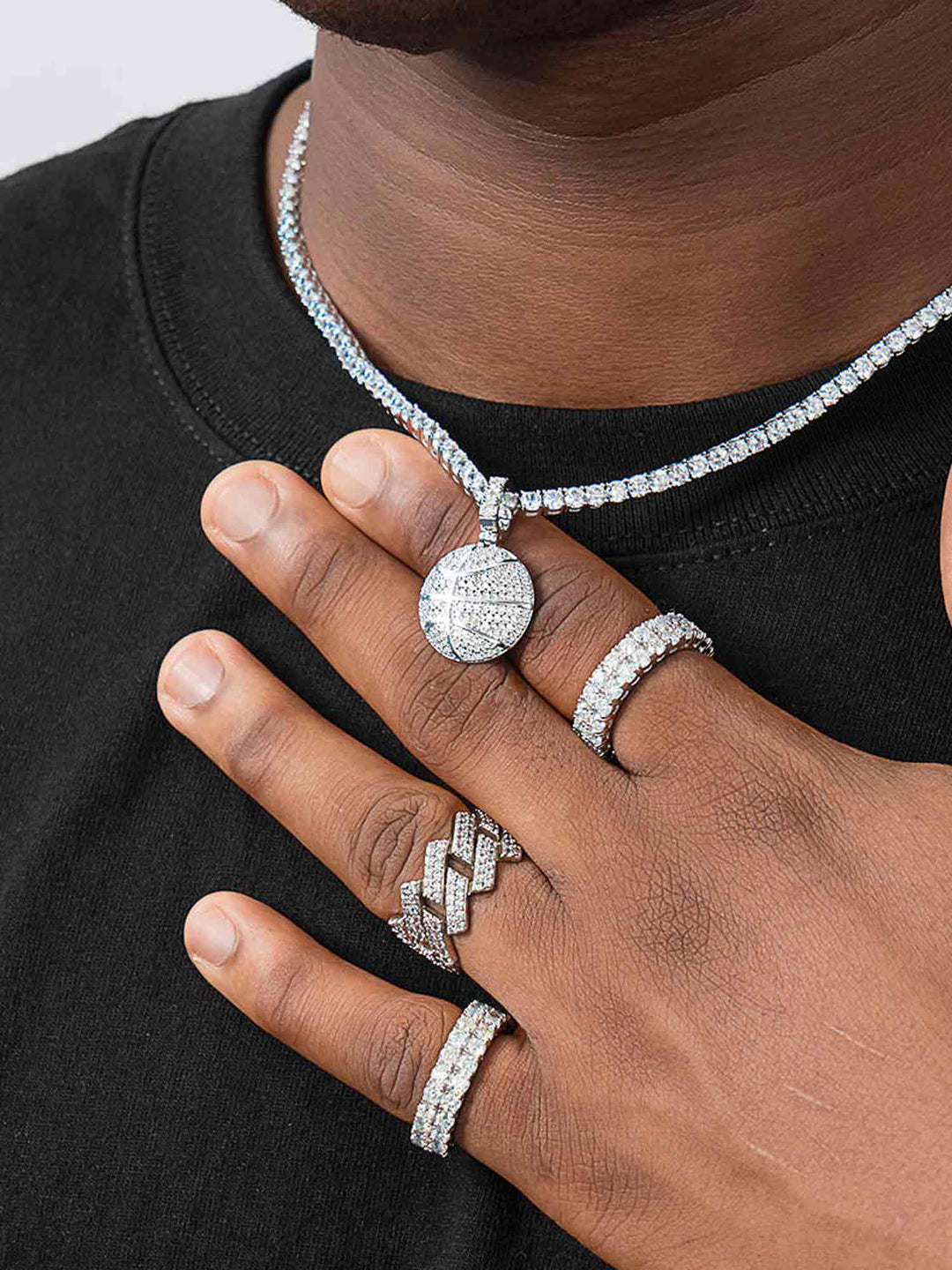 925 Sterling Silver Moissanite Basketball Pendant – ICEGIANT