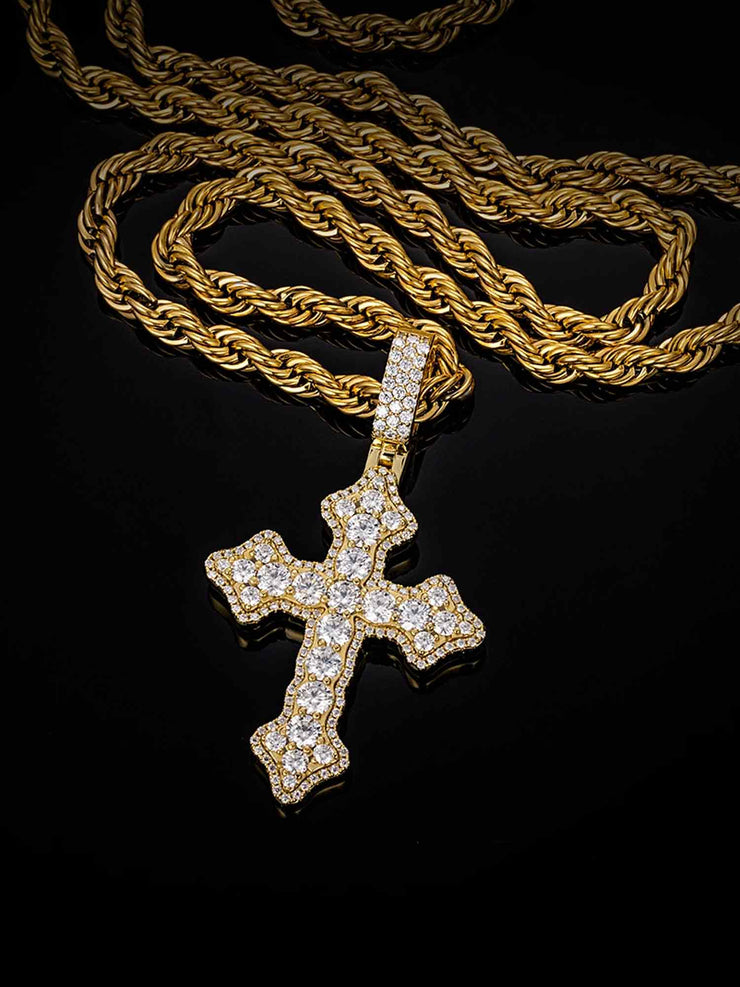 Iced Gothic Cross Pendant