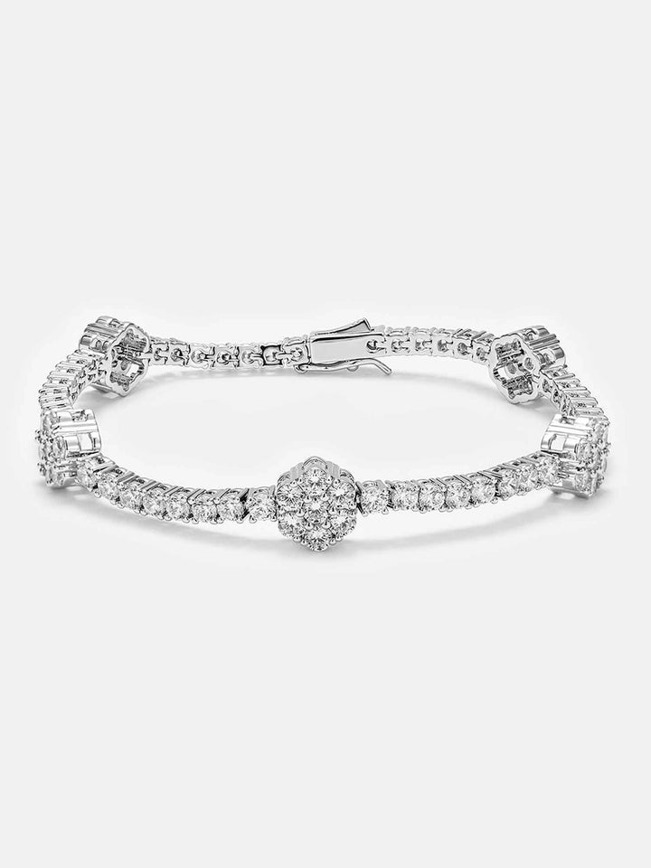 925 Sterling Silver Moissanite Cluster Hexagon Tennis Bracelet