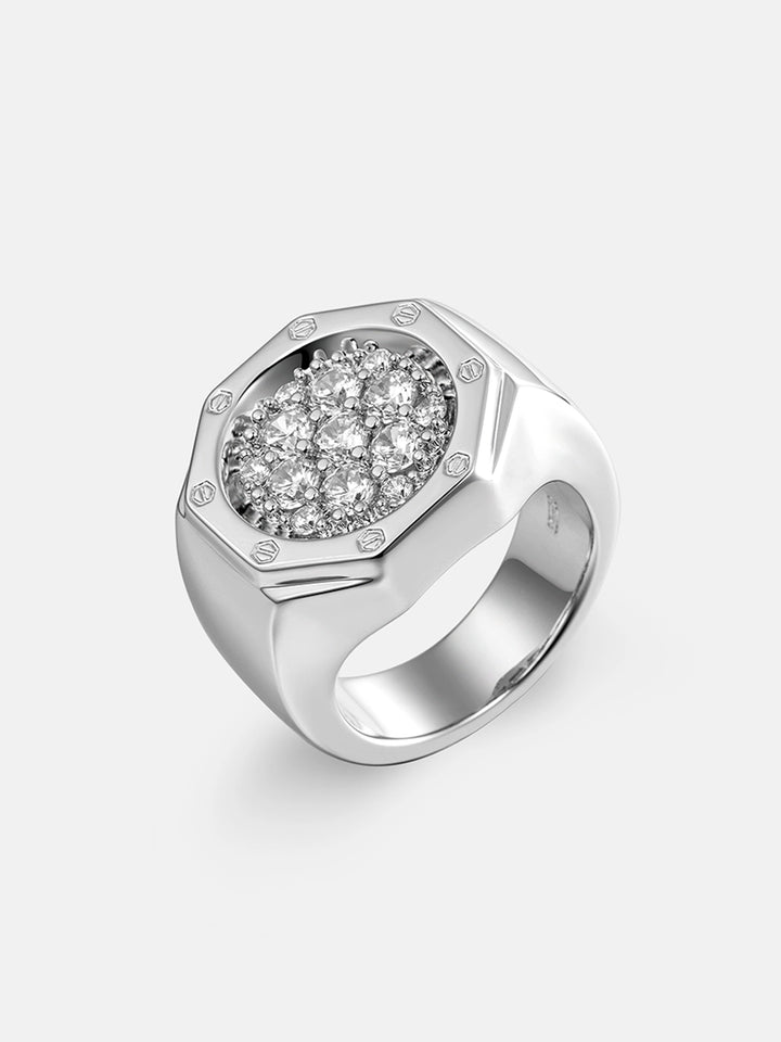S925 Moissanite Octagon Cluster Ring