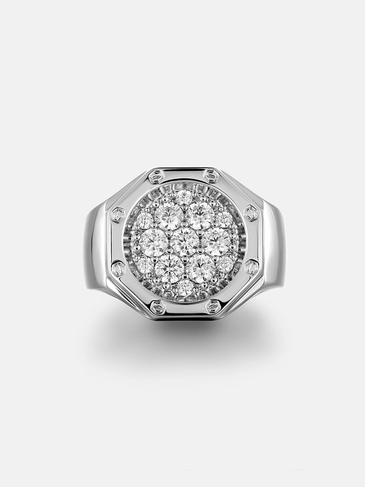 S925 Moissanite Octagon Cluster Ring