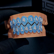 PAVE SETTING NUMBER DIAMOND GRILLZ BLUE TOPAZ